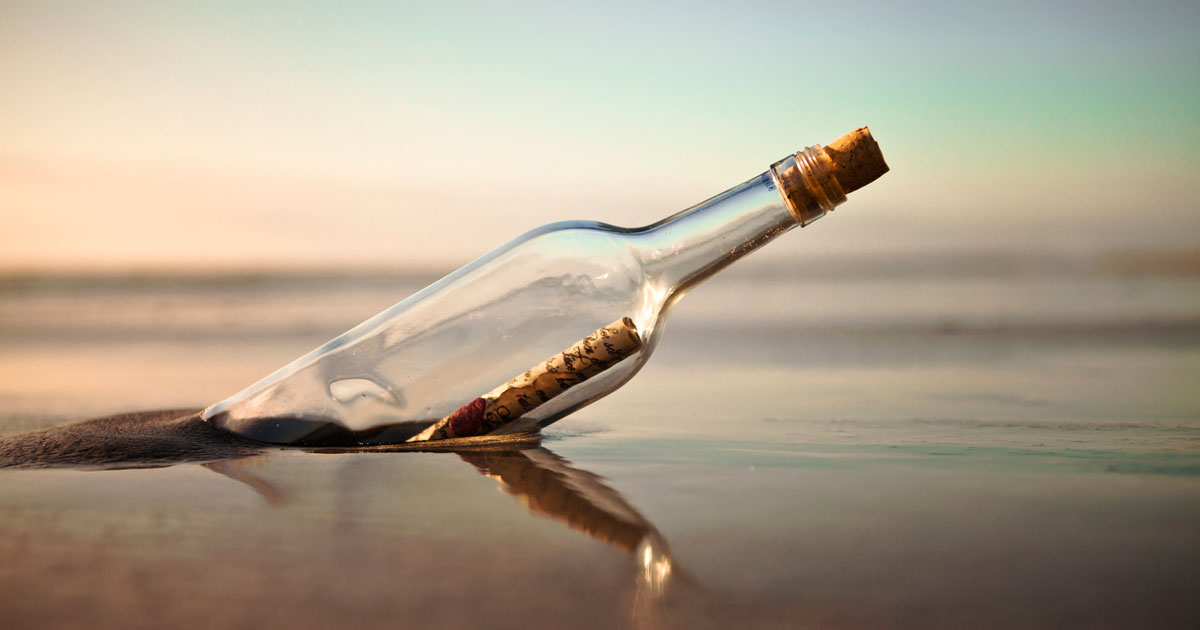 Bottle with a messaged washed up ashore