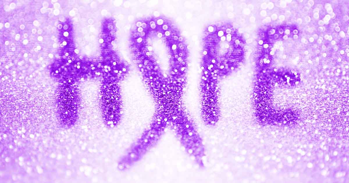 "Hope" spelt out in purple and a lupus ribbon